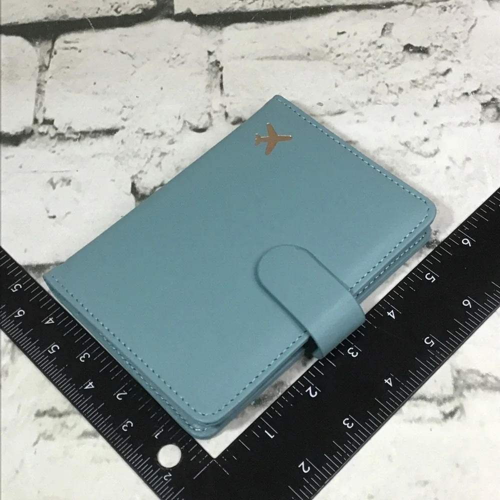 Melsbrinna Passport Case Card Slots Travel ID Document Holder Light Blue Travel